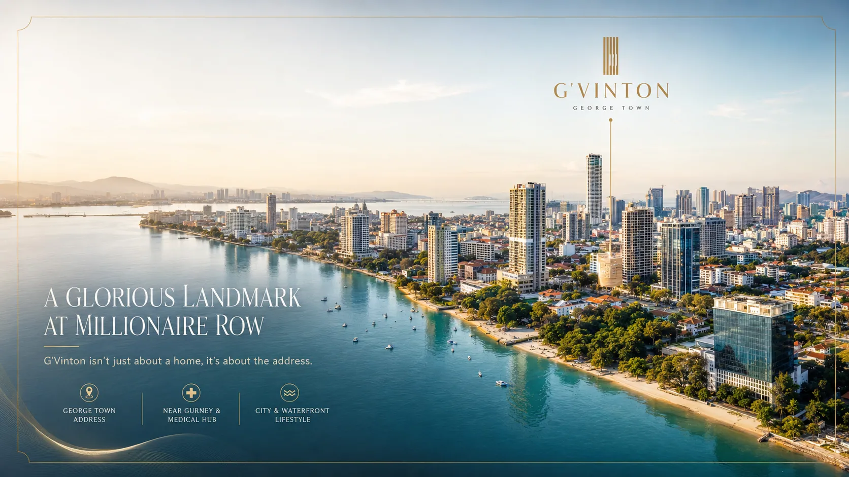 G'Vinton George Town waterfront address visual