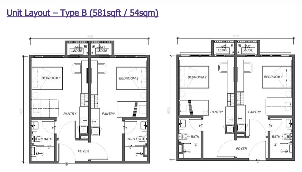 Keeperz Suites Type B layout 581 sq ft