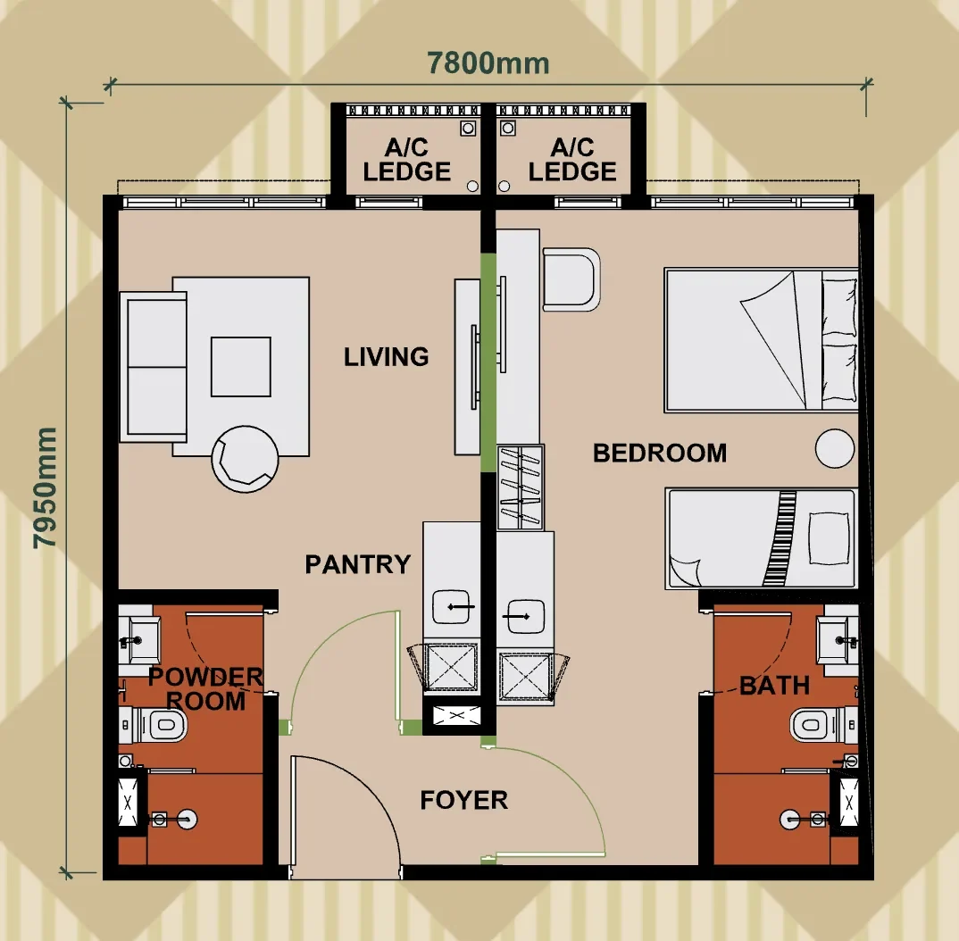 Keeperz Suites Type B 581平方尺 Dual-Key 戶型圖