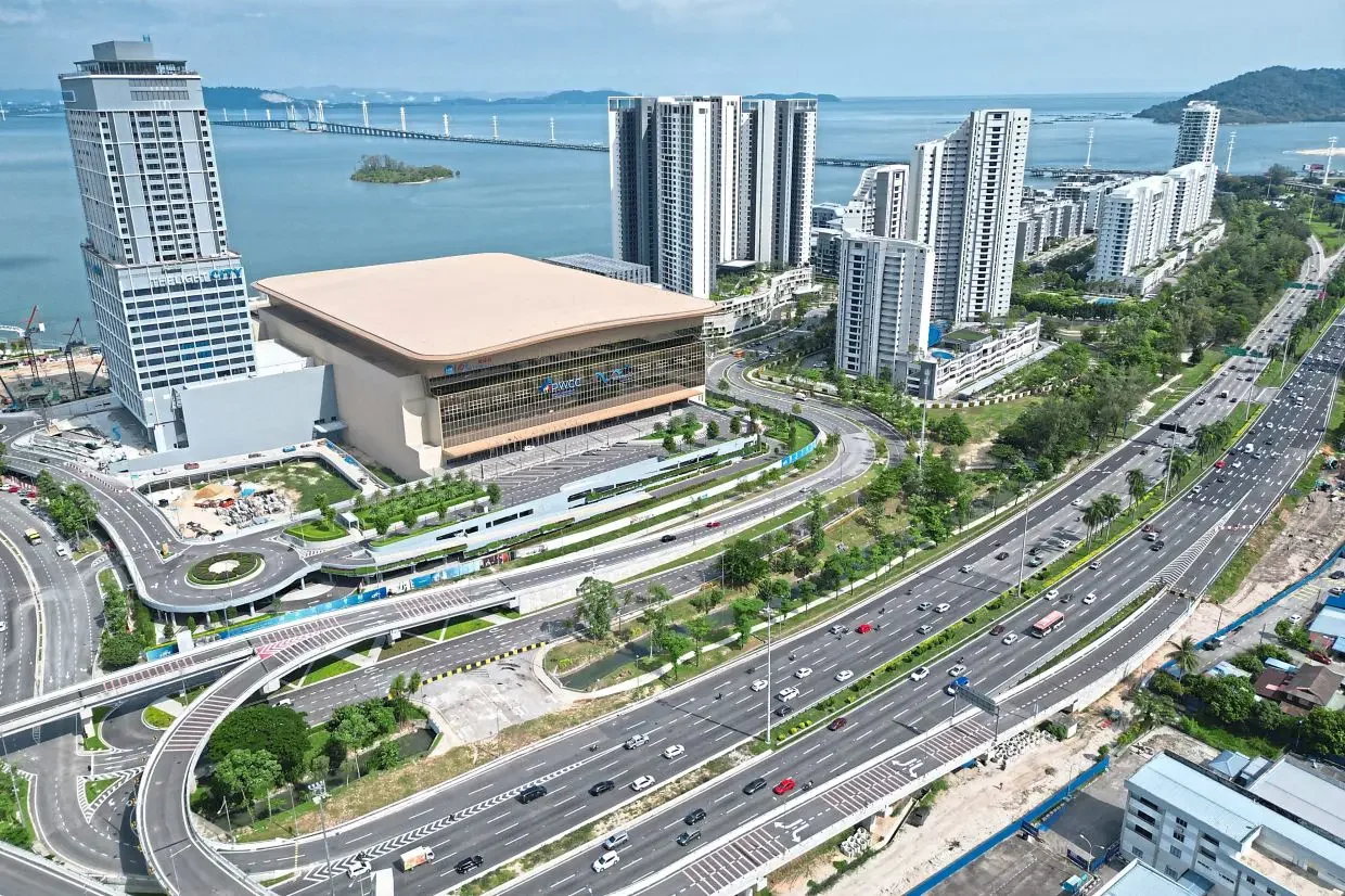 Aerial view of Penang Waterfront, PWCC and surrounding access roads