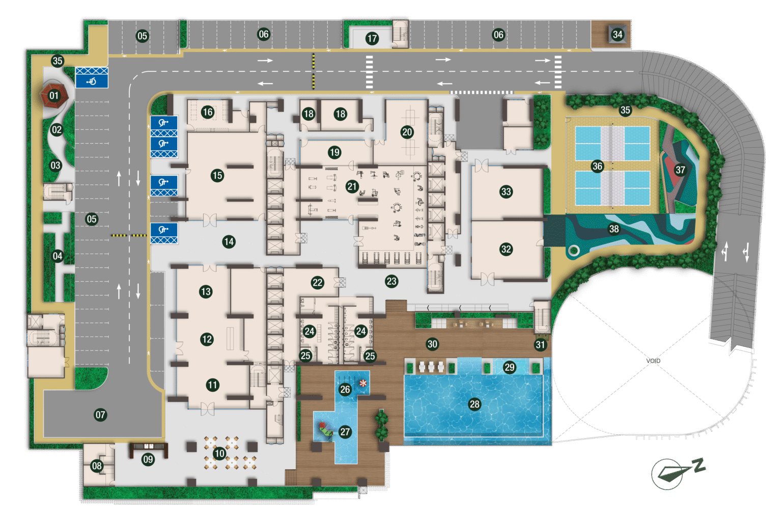 Pinnacle Bukit Gambier 第 14 层设施平台图