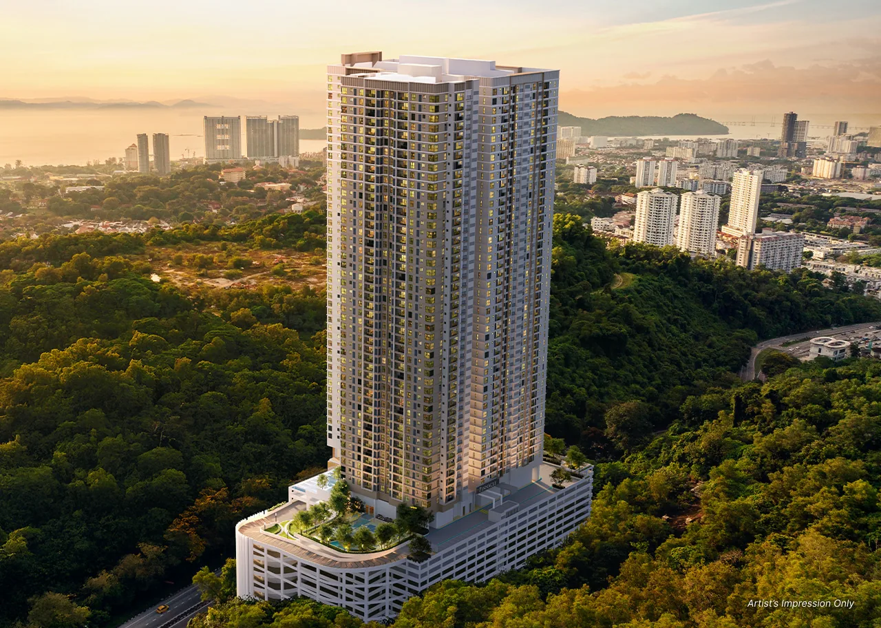 Pinnacle Bukit Gambier Gelugor 公寓与槟岛中部景观 artist impression