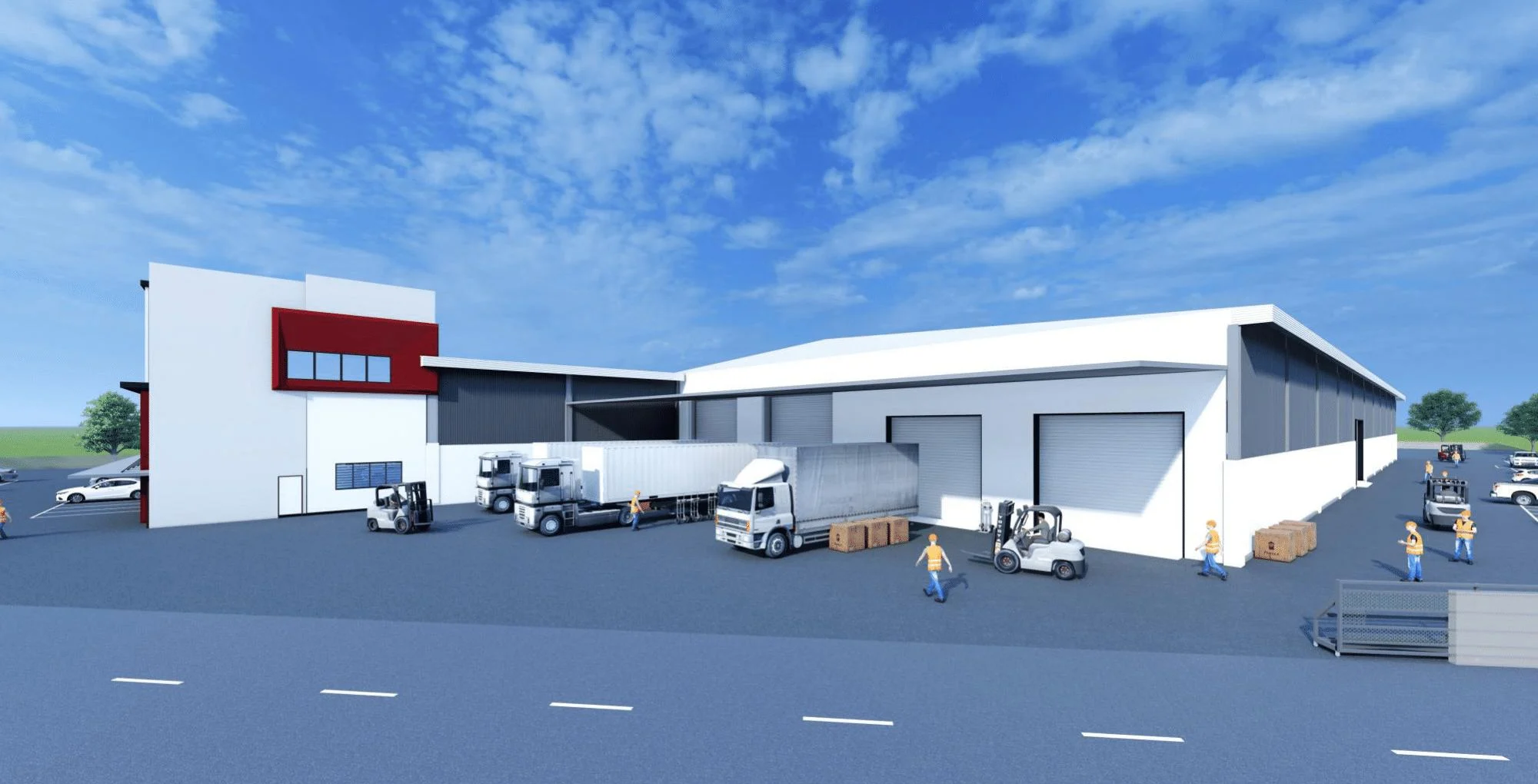 Developer rendering of the large factory loading side and goods access
