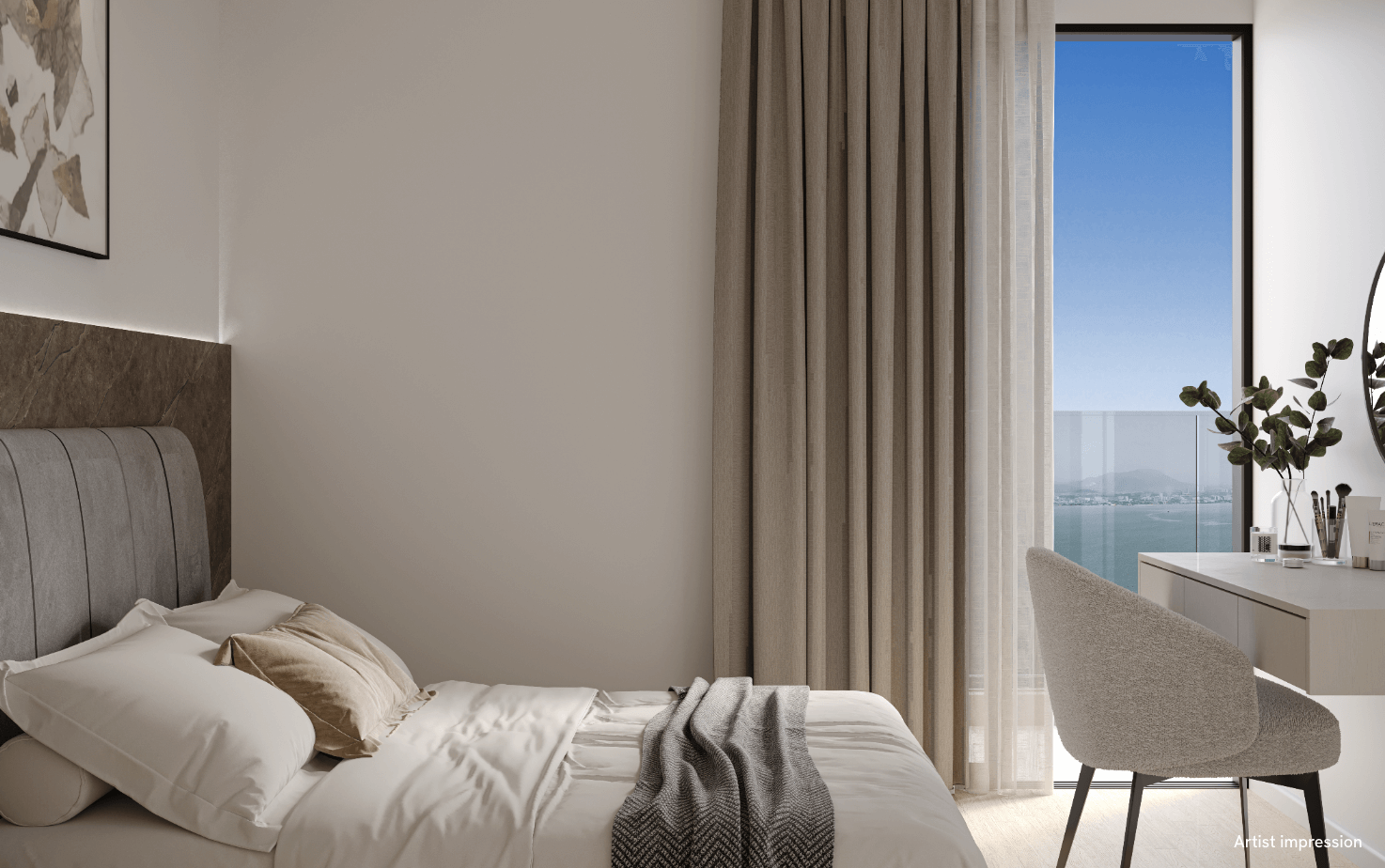 Artist impression of The Crown Penang bedroom
