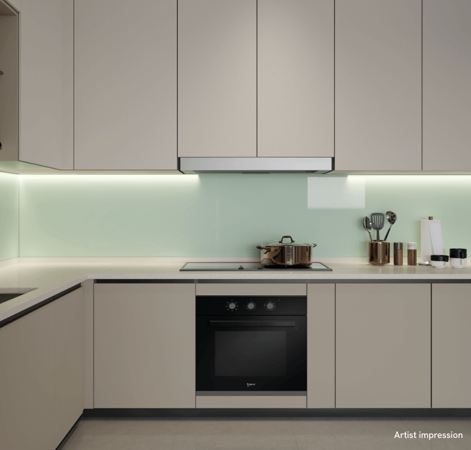 Artist impression of The Crown Penang fitted kitchen