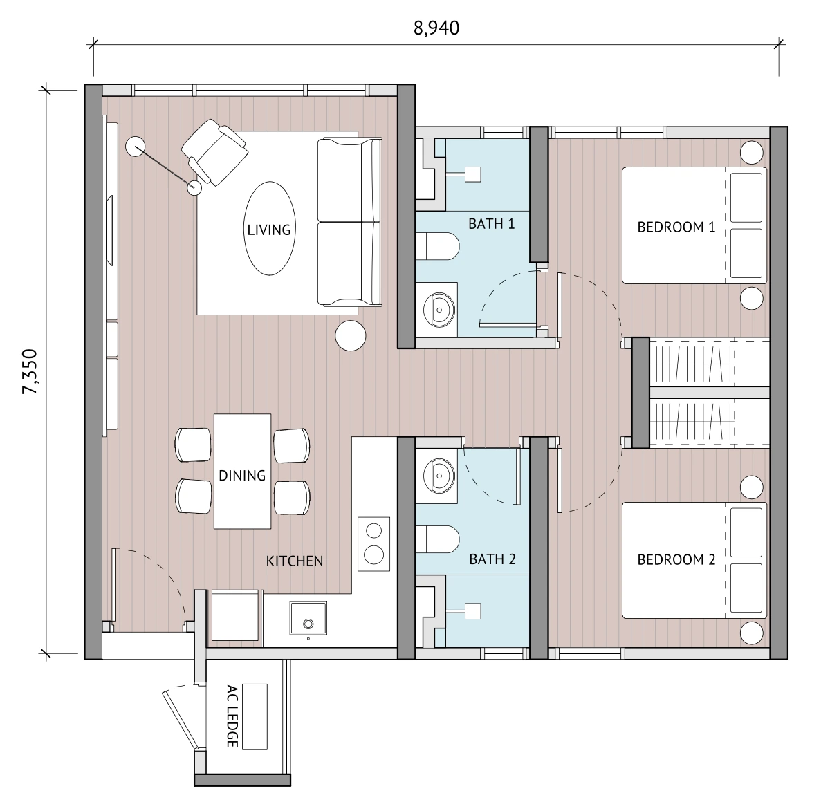 The Meg Type B 679 sqft 户型图