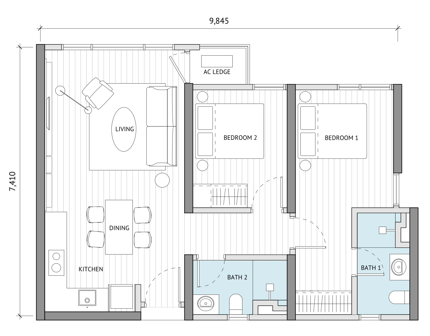 The Meg Type C 753 sqft 户型图